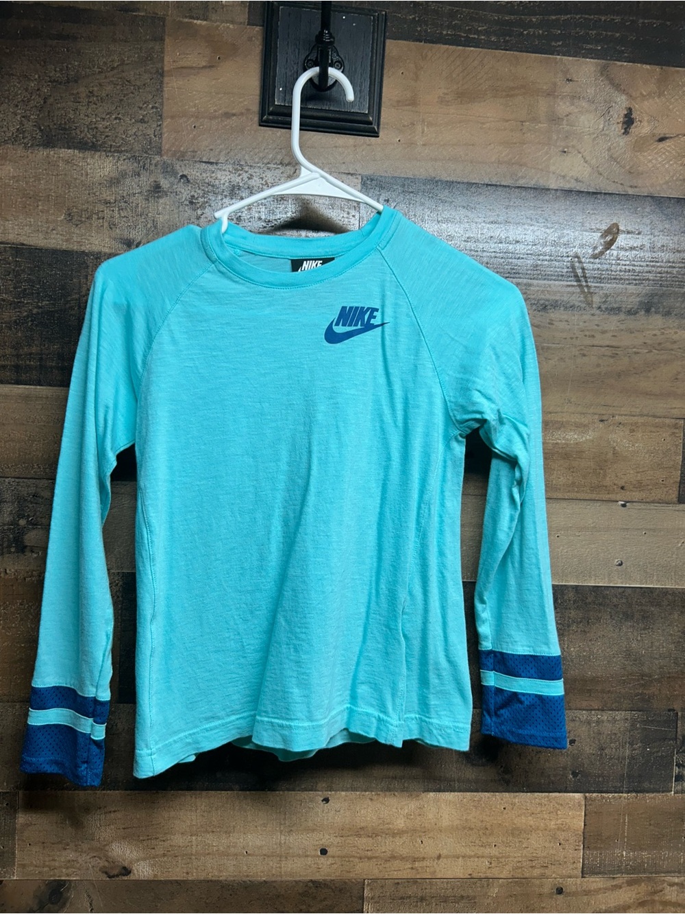 Nike Kids Long-Sleeve Athletic Tee - Teal with Blue Accents